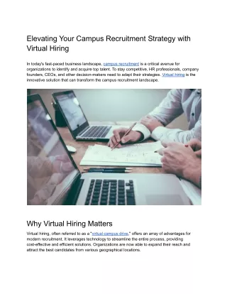 Elevating Your Campus Recruitment Strategy with Virtual Hiring
