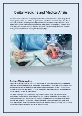 Digital Medicine and Medical Affairs