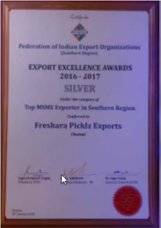 Winning Top Export Excellence awards and awards for Best Agro based Industry