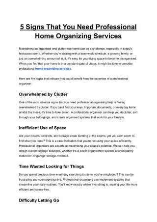 5 Signs That You Need Professional Home Organizing Services