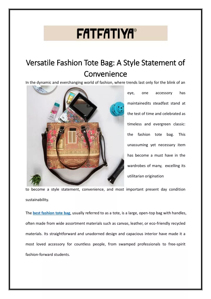 versatile fashion tote bag a style versatile