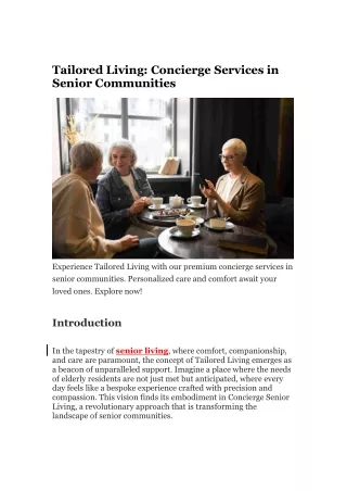Tailored Living Concierge Services in Senior Communities