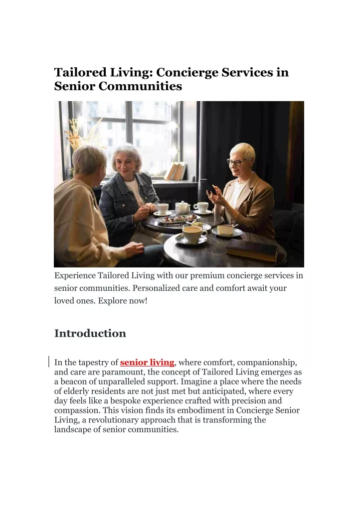 tailored living concierge services in senior