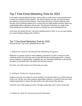 Top 7 Free Email Marketing Tools for 2023