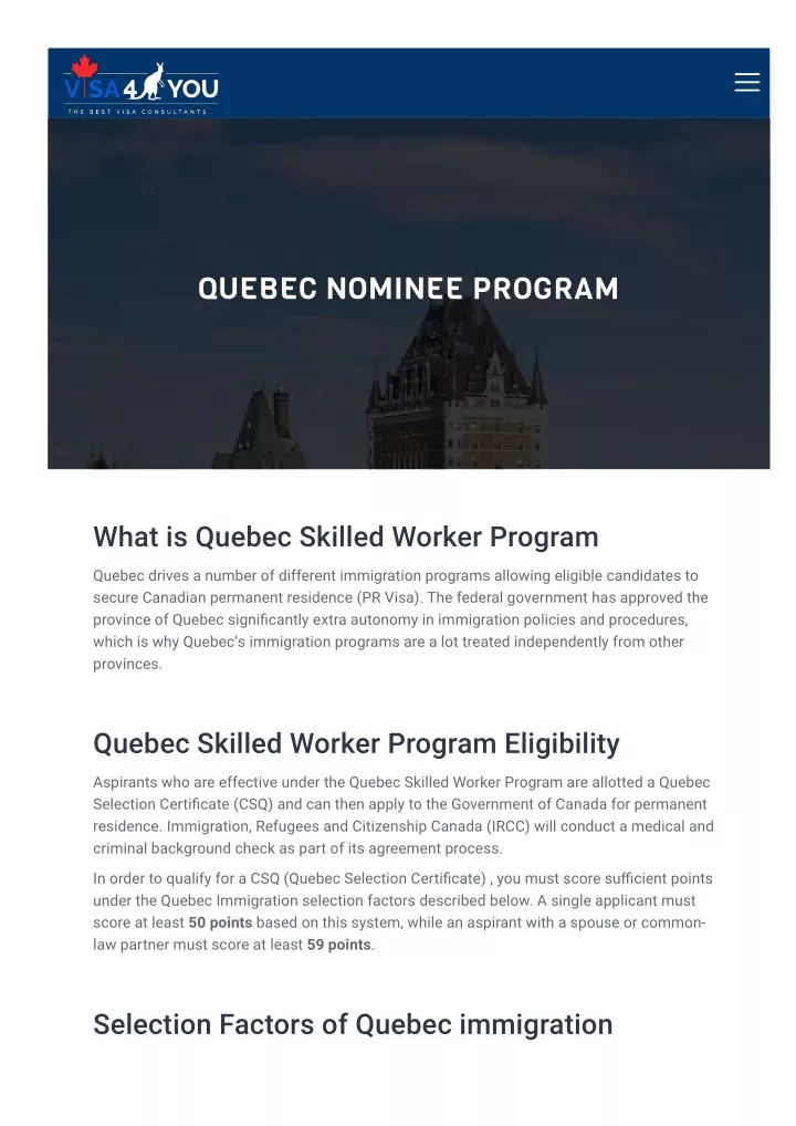 quebec nominee program