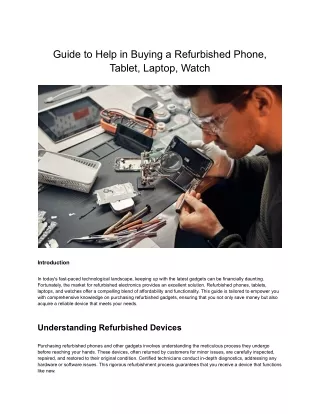 Guide to Help in Buying a Refurbished Phone, Tablet, Laptop, Watch