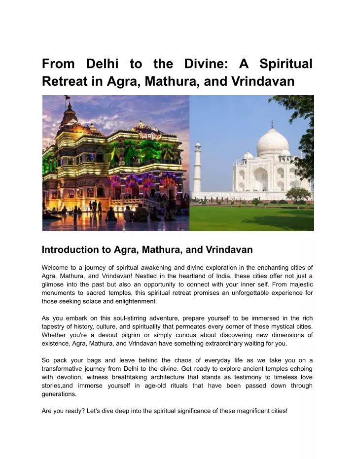 from delhi to the divine a spiritual retreat