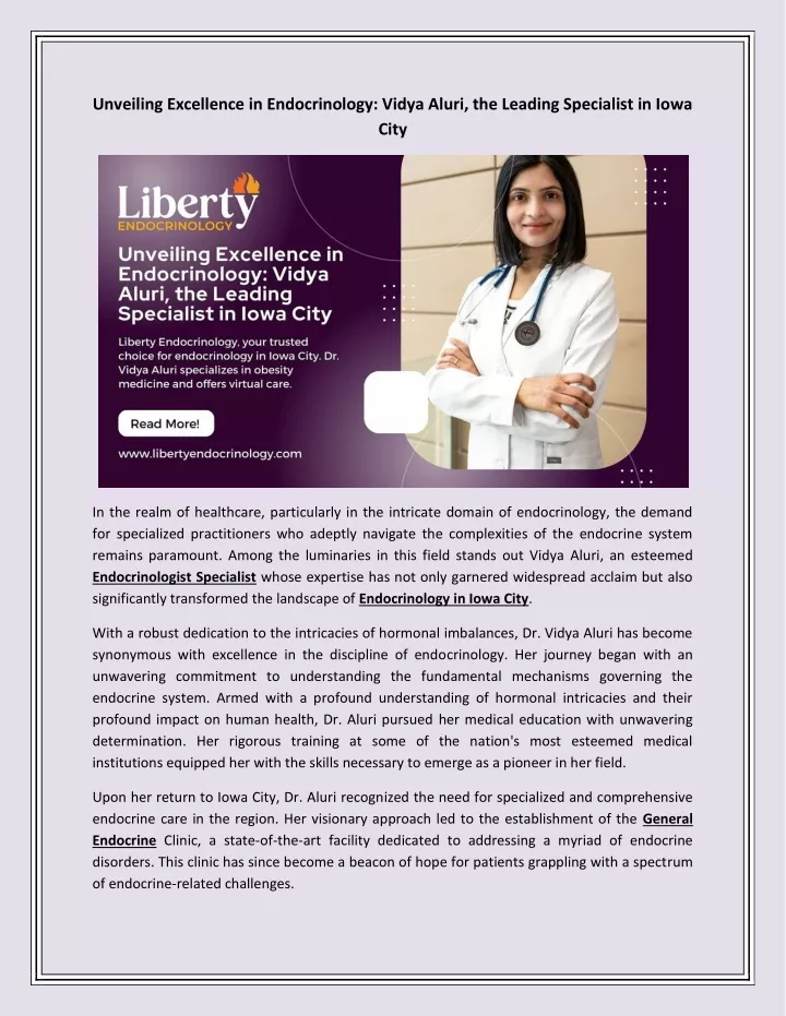 unveiling excellence in endocrinology vidya aluri
