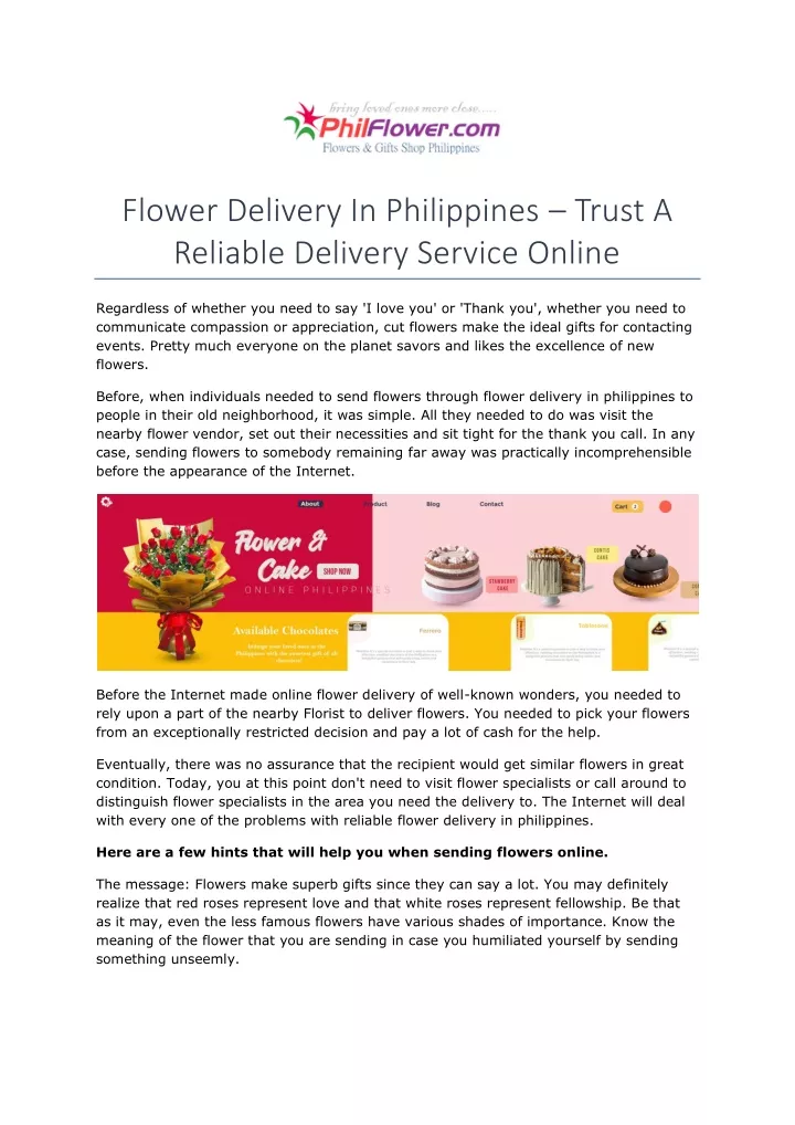 flower delivery in philippines trust a reliable