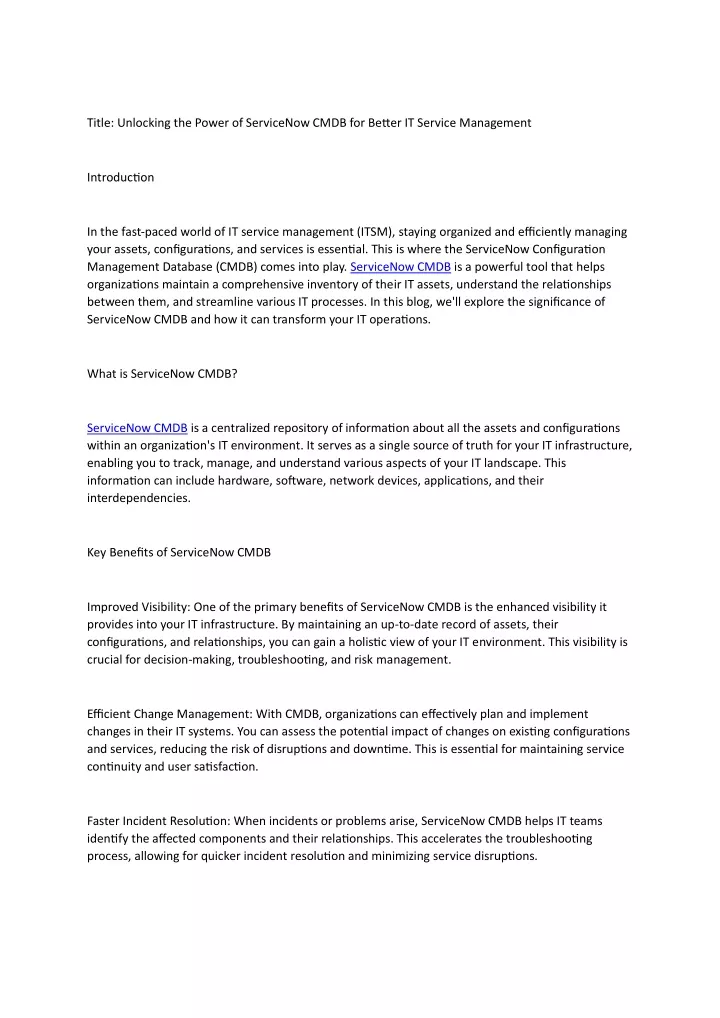 title unlocking the power of servicenow cmdb