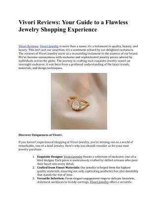 Vivori Reviews: Your Guide to a Flawless Jewelry Shopping Experience