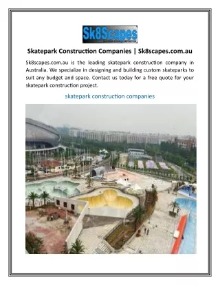 Skatepark Construction Companies  Sk8scapes.com