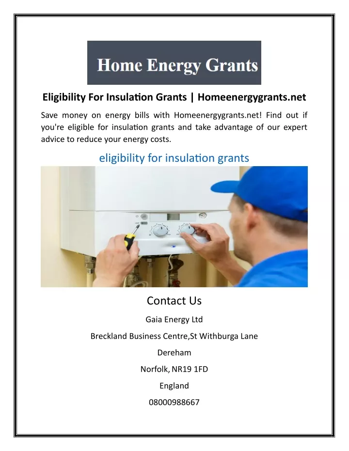 eligibility for insulation grants
