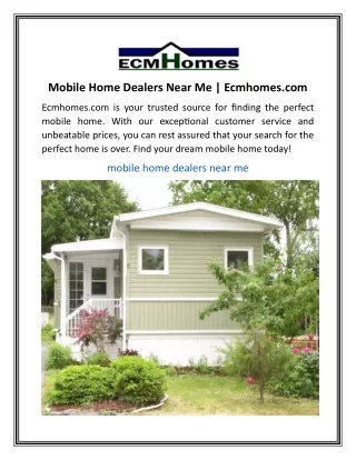 Mobile Home Dealers Near Me  Ecmhomes