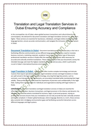 Translation and Legal Translation Services in Dubai Ensuring Accuracy and Compliance