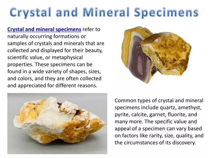 crystal and mineral specimens