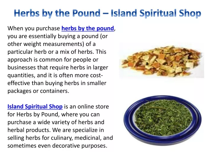 herbs by the pound island spiritual shop