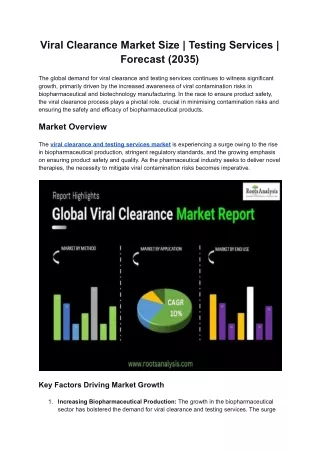 Viral Clearance Market Size | Preclinical and Clinical | Share (2035)