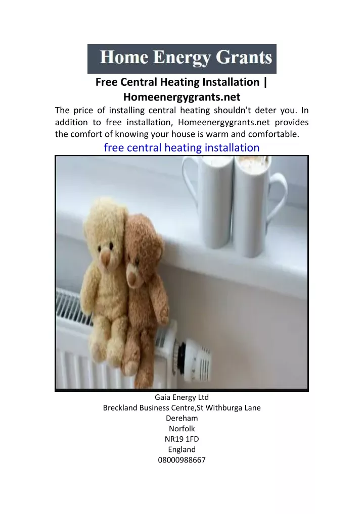 free central heating installation