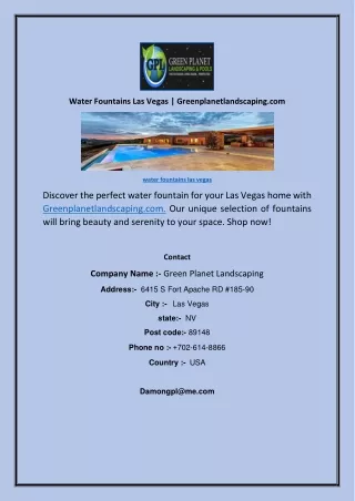 Las Vegas Swimming Pool Builder | Greenplanetlandscaping.com