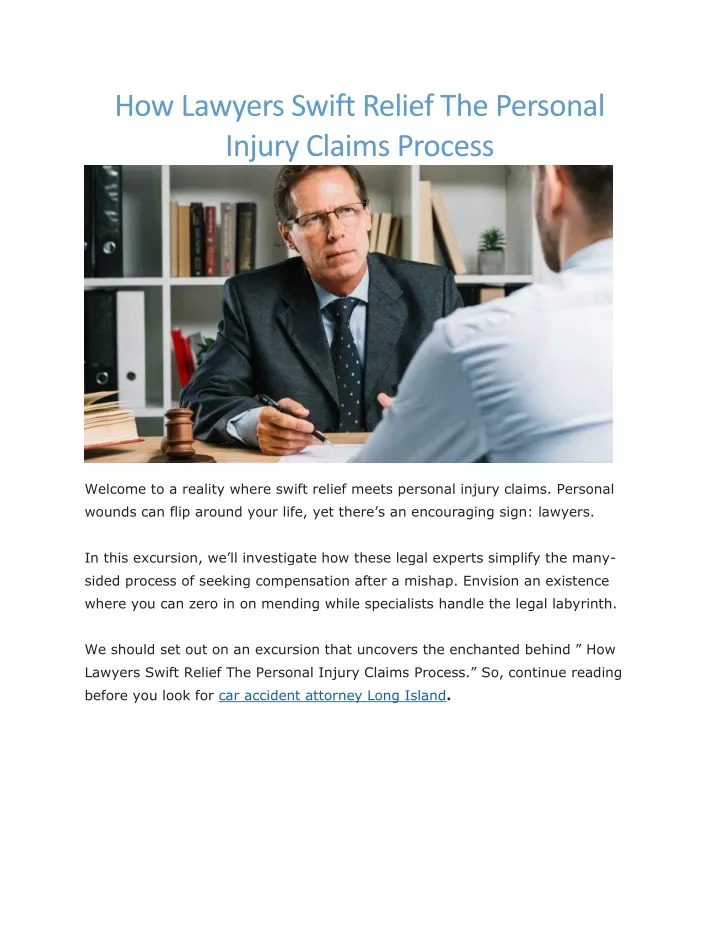 how lawyers swift relief the personal injury