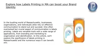 Explore how Labels Printing in MA can boost your Brand Identity