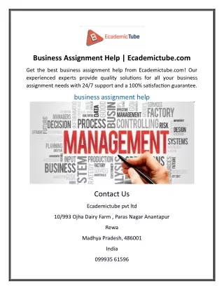 business assignment help ecademictube com