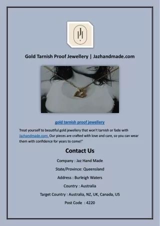 Gold Tarnish Proof 2Gold Tarnish Proof Jewellery | Jazhandmade.com