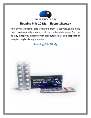 Sleeping Pills 10 Mg  Sleepytab.co.uk