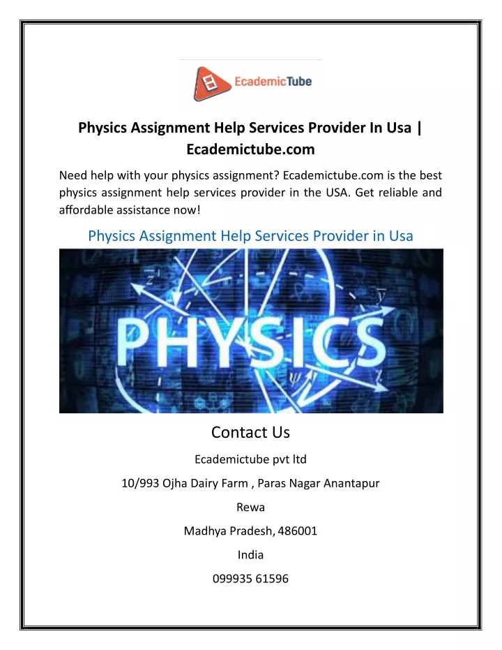 physics assignment help services provider