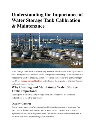 understanding the importance of water storage