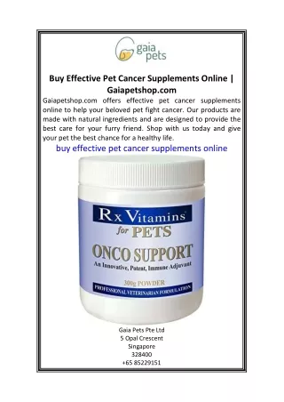 Buy Effective Pet Cancer Supplements Online  Gaiapetshop.com