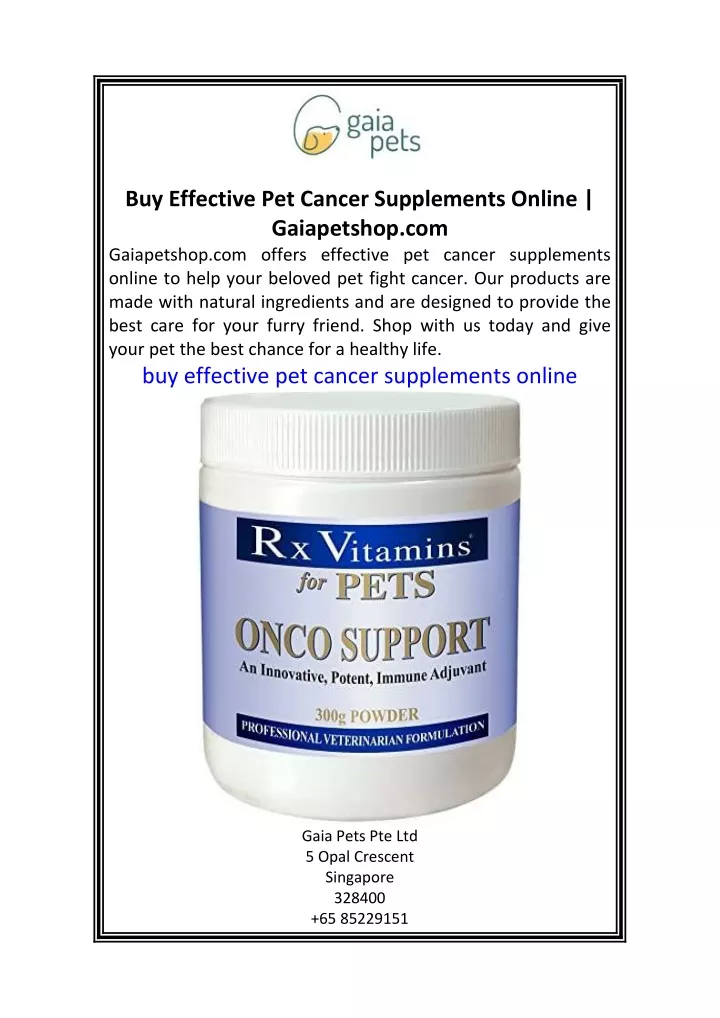 buy effective pet cancer supplements online
