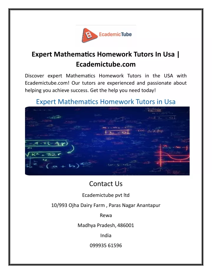 expert mathematics homework tutors