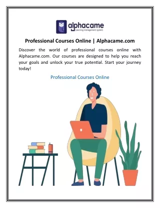 Professional Courses Online  Alphacame