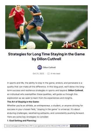 Long Time Staying in the Game by Dillon Cuthrell