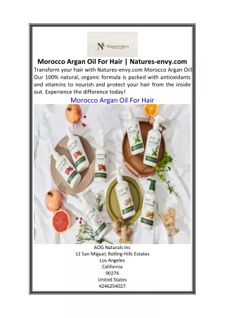 Morocco Argan Oil For Hair Natures-envy.com