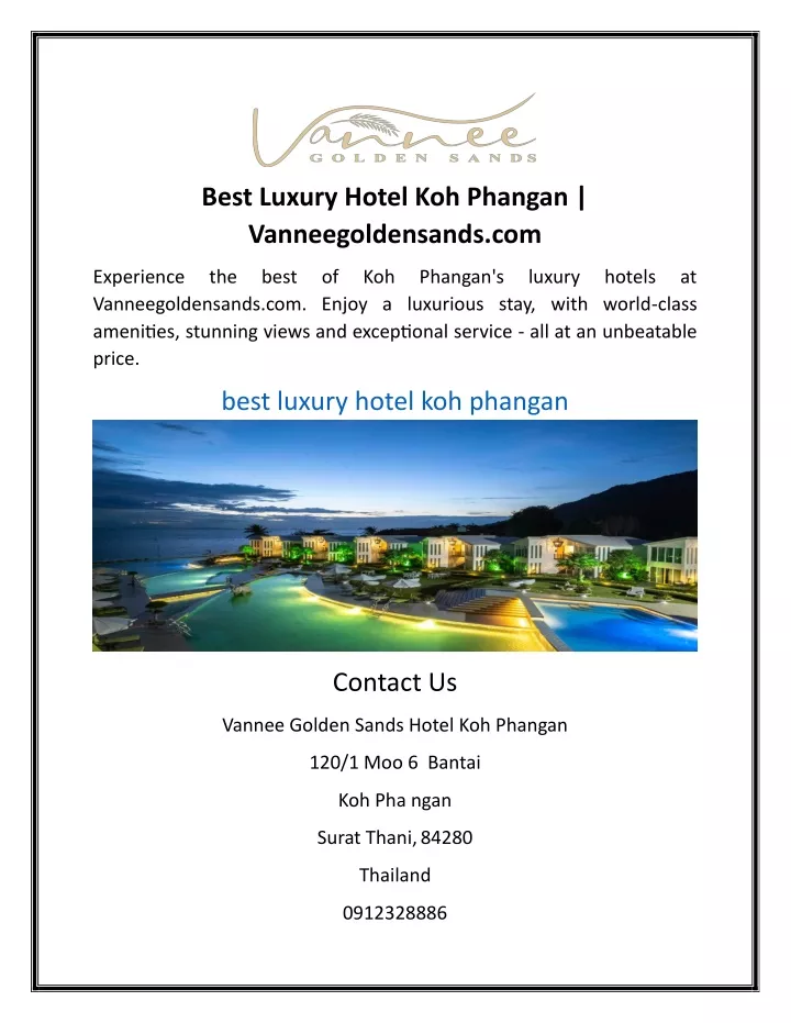 best luxury hotel koh phangan vanneegoldensands