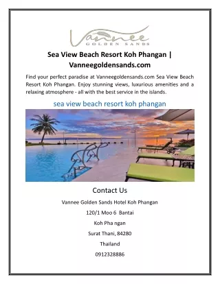 Sea View Beach Resort Koh Phangan | Vanneegoldensands.com`