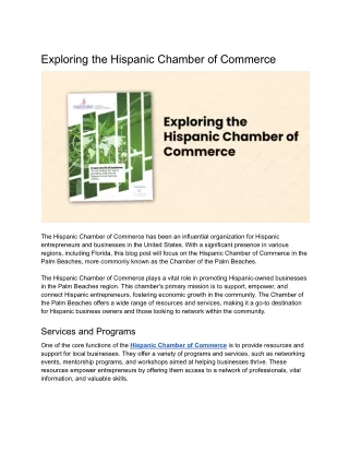 Exploring the Hispanic Chamber of Commerce