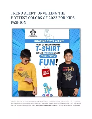 TREND ALERT UNVEILING THE HOTTEST COLORS OF 2023 FOR KIDS’ FASHION