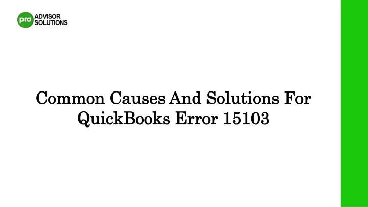 common causes and solutions for quickbooks error