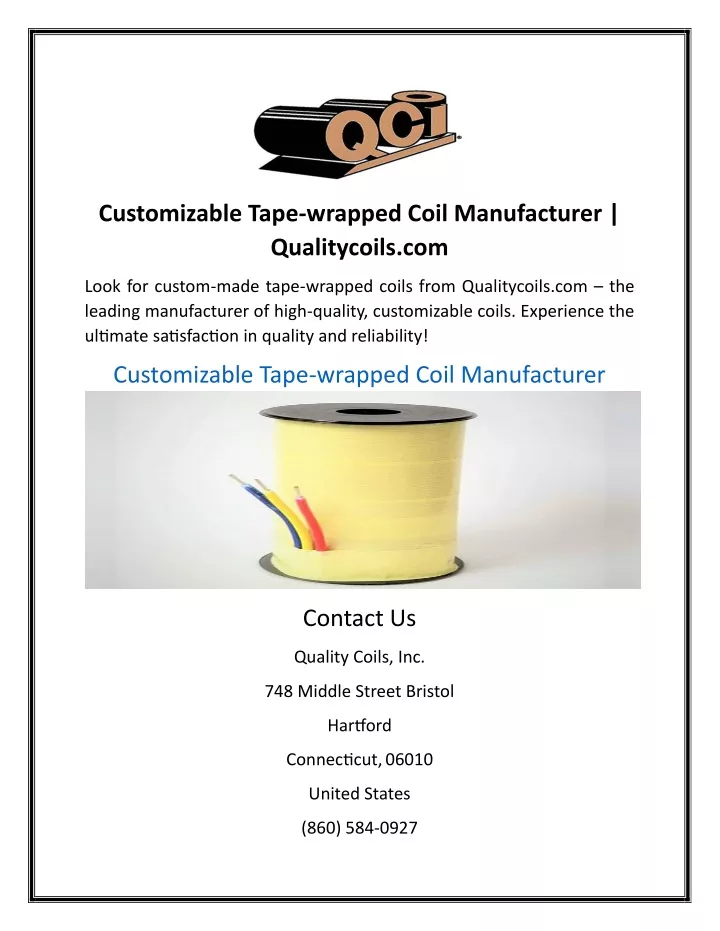 customizable tape wrapped coil manufacturer