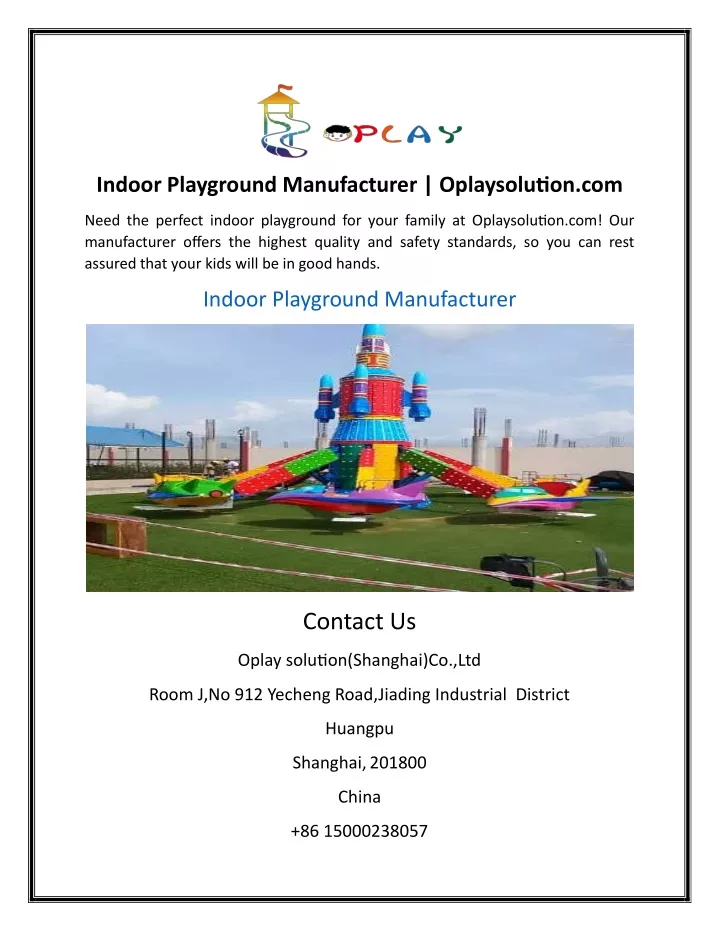indoor playground manufacturer oplaysolution com
