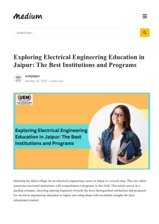 Exploring Electrical Engineering Education in Jaipur: The Best Institutions and