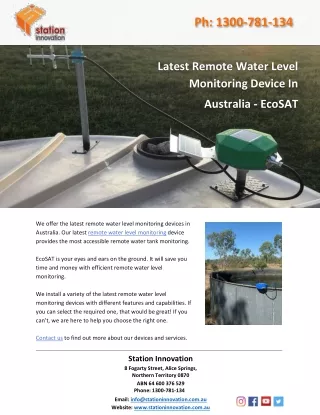 Latest Remote Water Level Monitoring Device In Australia – EcoSAT