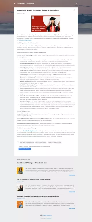 Mastering IT: A Guide to Choosing the Best MSc IT College
