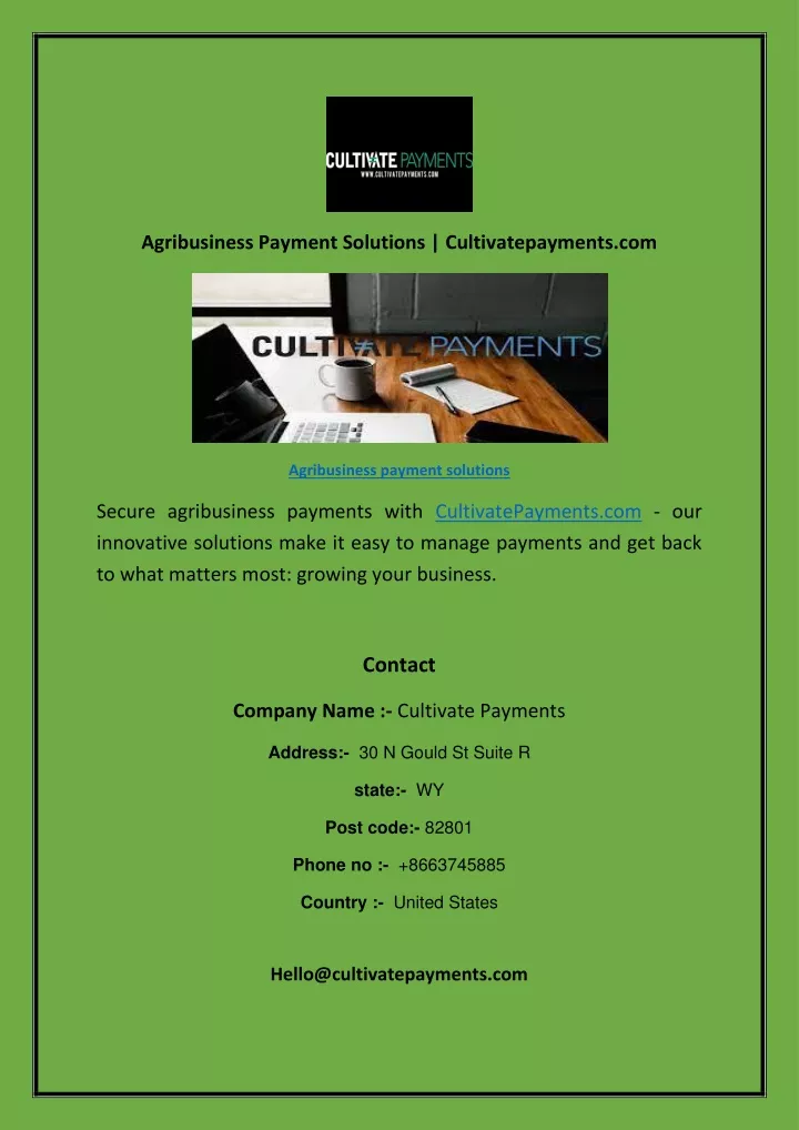 agribusiness payment solutions cultivatepayments