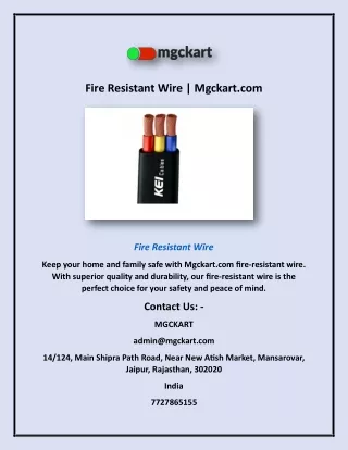 Fire Resistant Wire | Mgckart.com