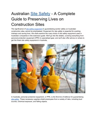 Australian Site Safety - A Complete Guide to Preserving Lives on Construction Sites